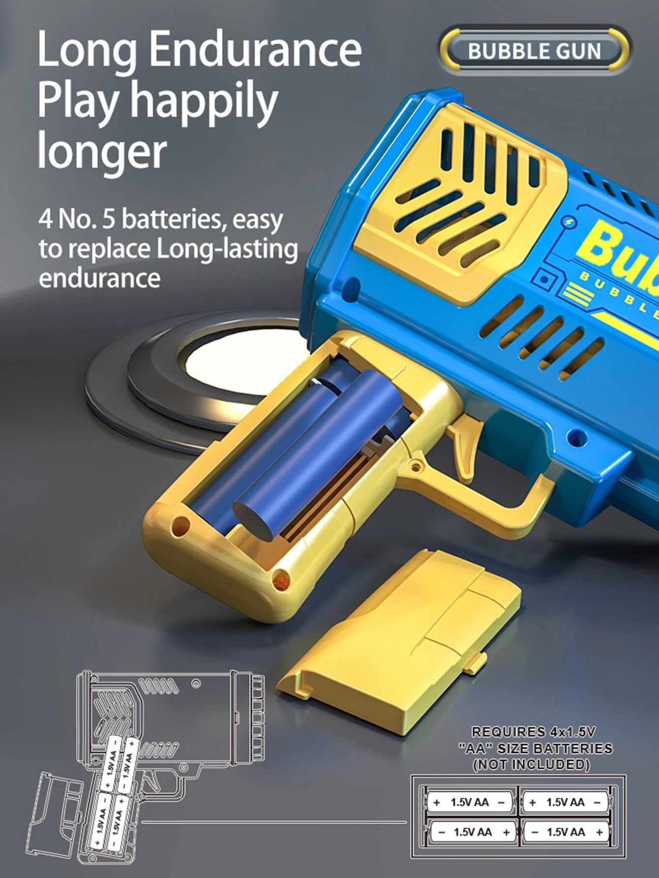 One Loaded Kids 40 Hole Launcher Handheld Portable Automatic Bubble Gun LED Light (Bubble Liquid & Batteries Excluded)