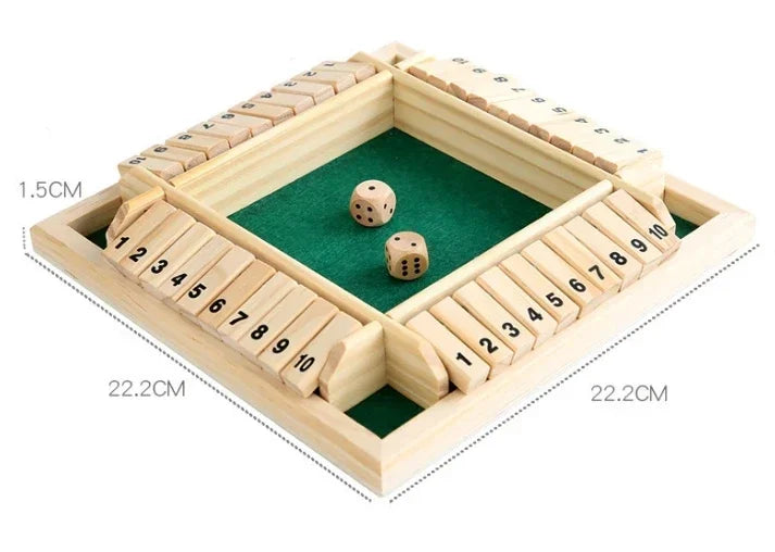 Wooden Dice Board Game Shut The Box for 4 Players Flaps & Dices Game Parent-children Interaction Family Entertainment