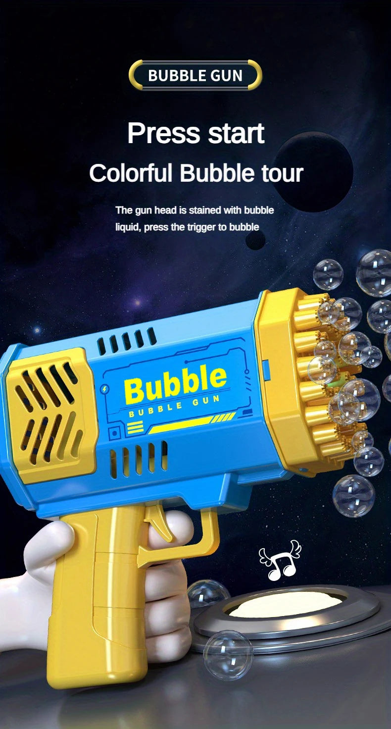 One Loaded Kids 40 Hole Launcher Handheld Portable Automatic Bubble Gun LED Light (Bubble Liquid & Batteries Excluded)