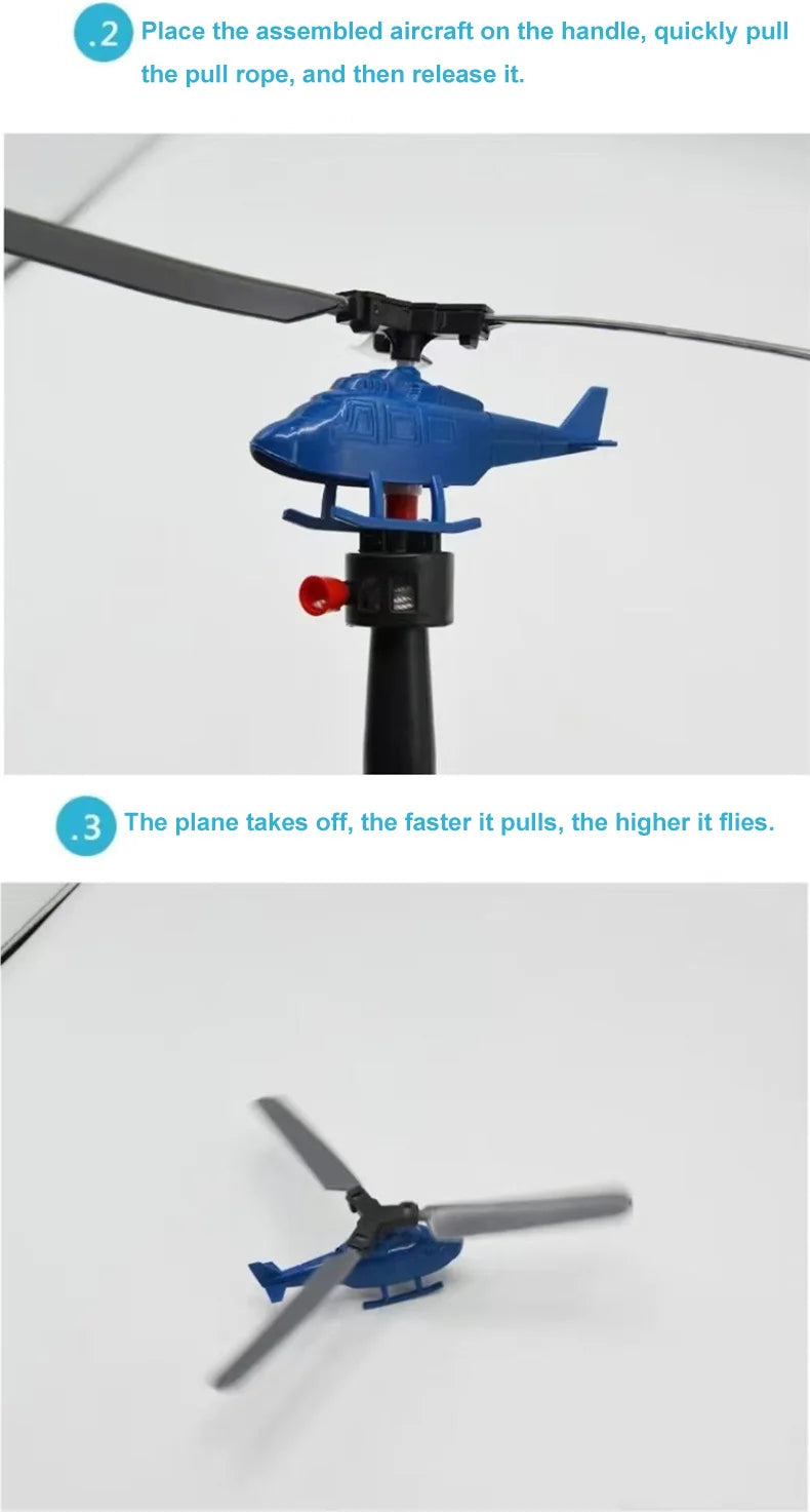 1/3/5sets Bamboo Dragonfly Handle Pull Helicopter Children's Outdoor Games Sports Toys for Boys Girls