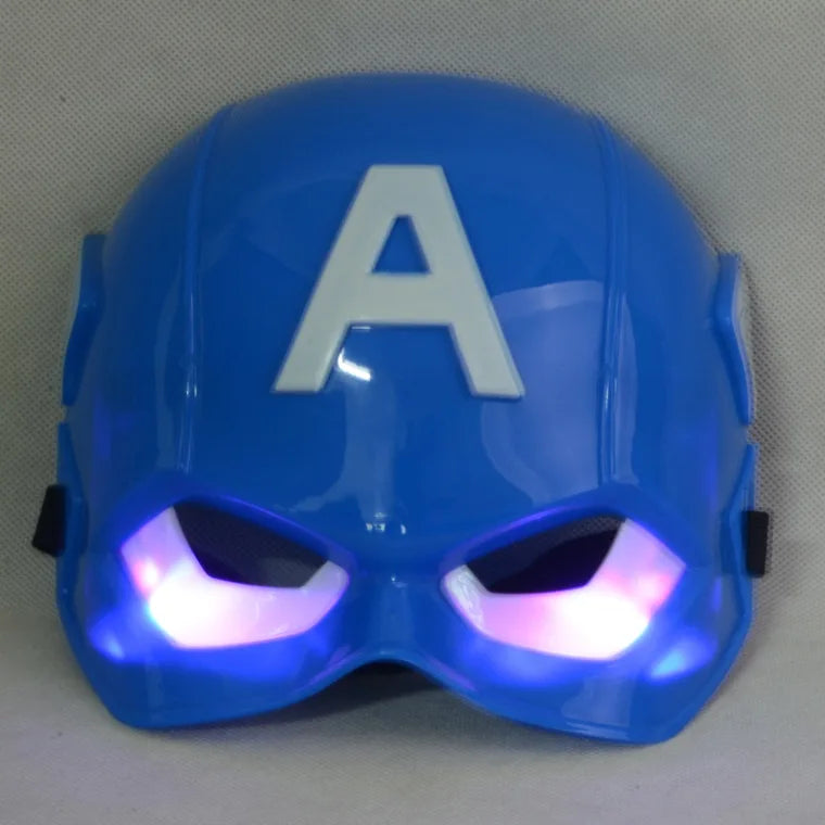 Disney Anime Spider-Man LED Light Mask Cool Cartoon Iron Man Captain America Costume Party Stage Performance Prop Children Gift