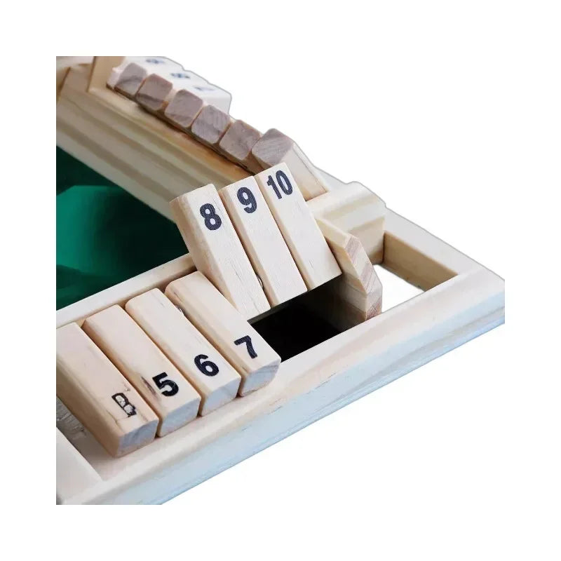 Wooden Dice Board Game Shut The Box for 4 Players Flaps & Dices Game Parent-children Interaction Family Entertainment