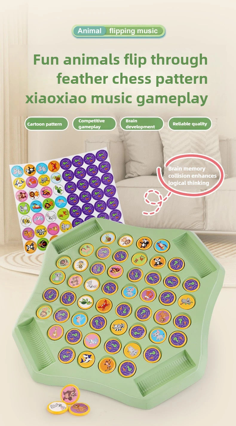 Kids Battle Chess Educational Toy Observation Concentration Training Fun Animal Flip Chess Parent-child Interactive Game Toys