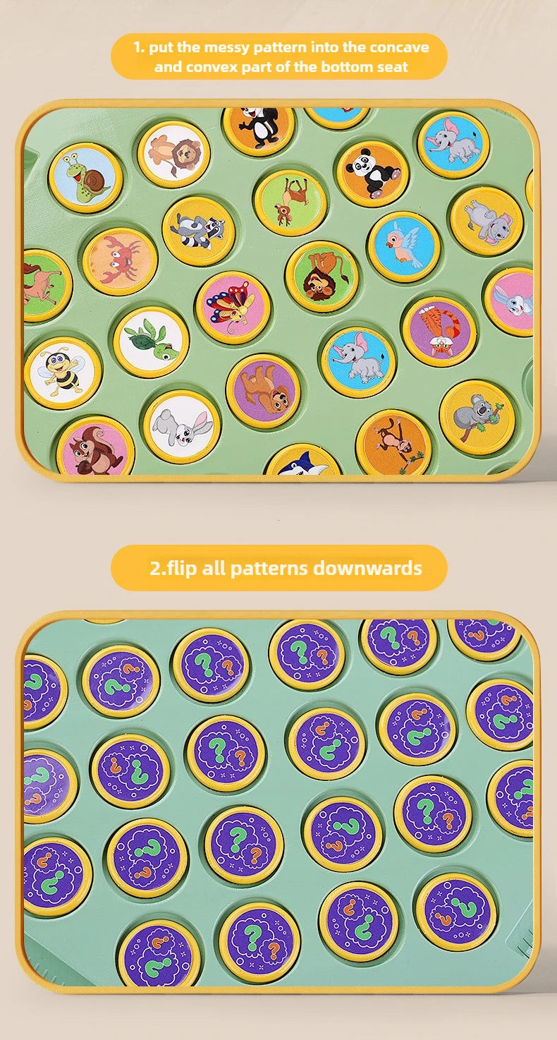 Kids Battle Chess Educational Toy Observation Concentration Training Fun Animal Flip Chess Parent-child Interactive Game Toys